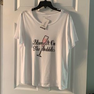 NWT blame it on the bubbles tee m/l